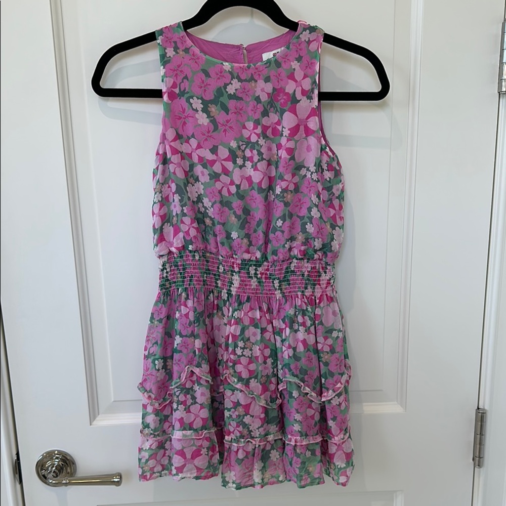 Vineyard Vines Pink and Green Sundress with Halter Neckline
